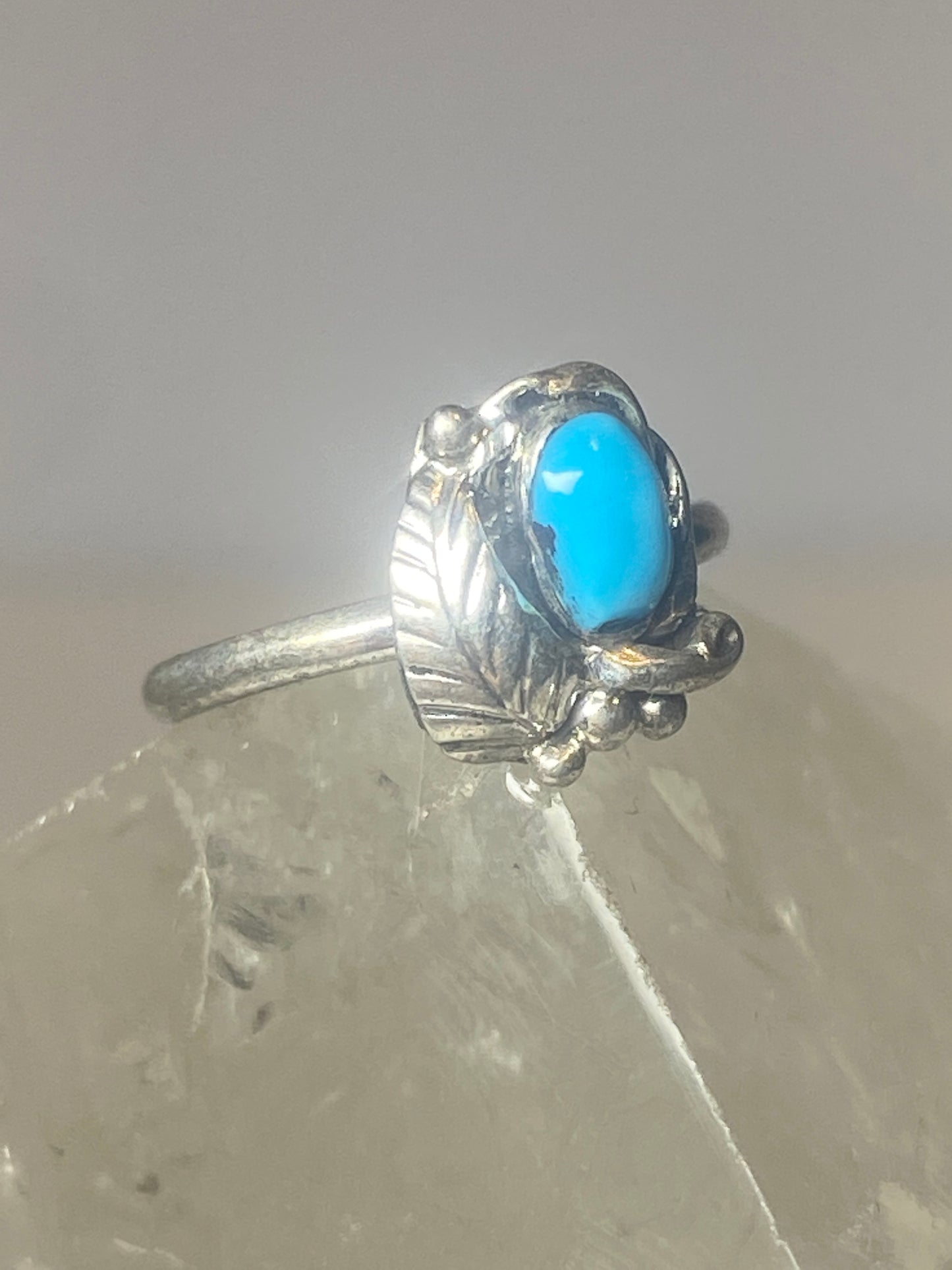 Turquoise ring southwest pinky floral leaves blossom baby children women girls  q