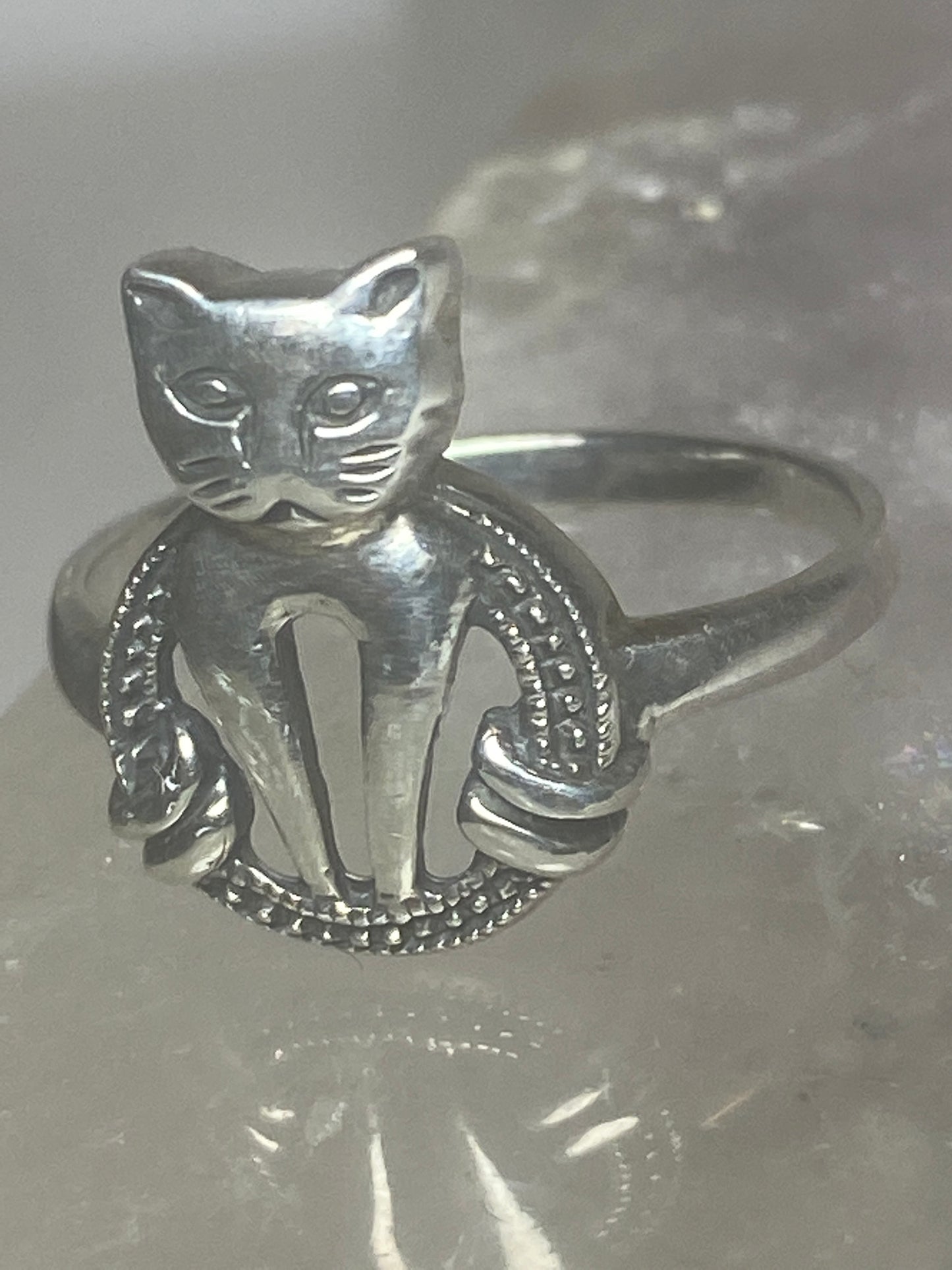 Cat ring size 8.50 kitten band  sterling silver women girls