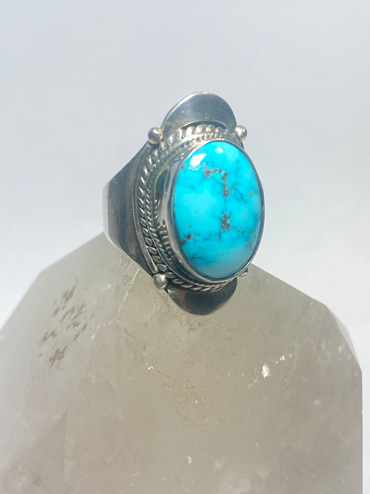 Turquoise ring Cigar Band  sterling silver women men