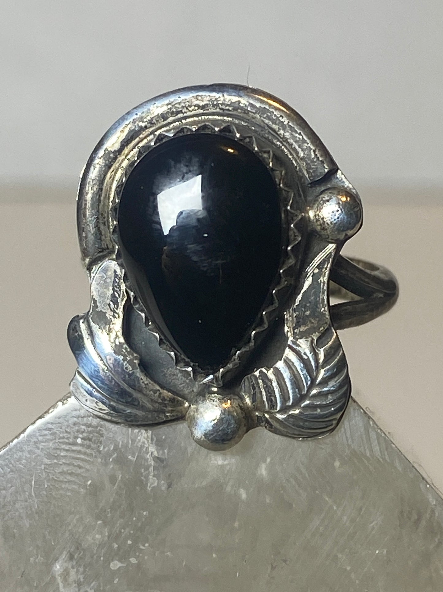 Onyx ring southwest  band sterling silver women