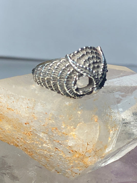 Owl Ring bird Band NO Stones graduate graduation sterling silver women AS IS