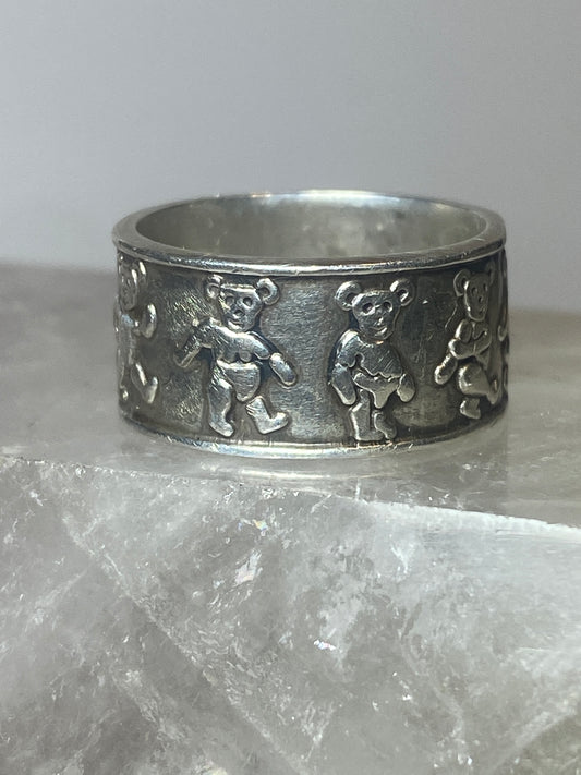 Bears  ring size 7.25  bear band sterling silver women men