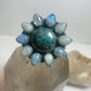 Flower ring moonstone turquoise southwest sterling silver women