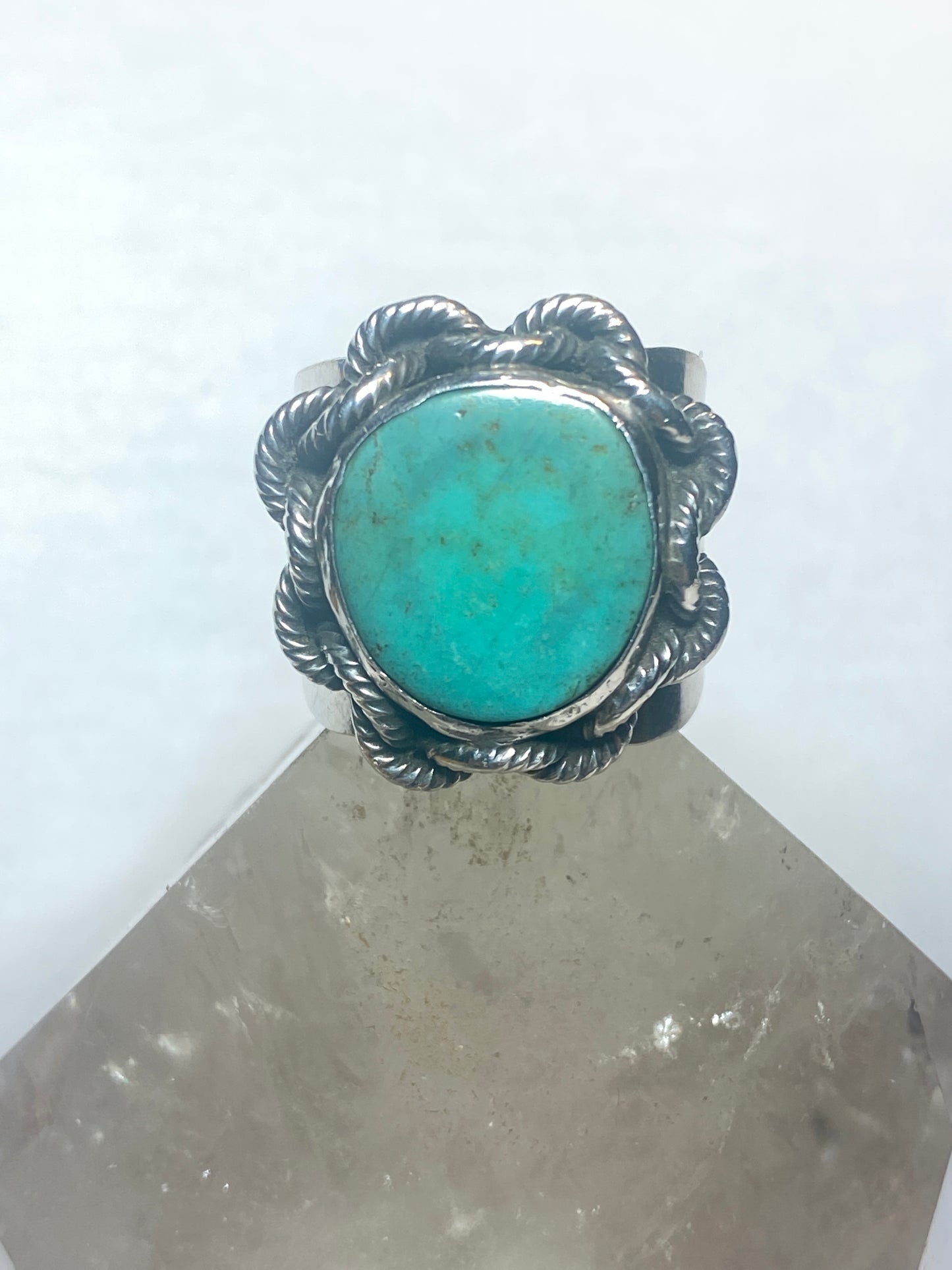 Turquoise ring Navajo chain band sterling silver women men