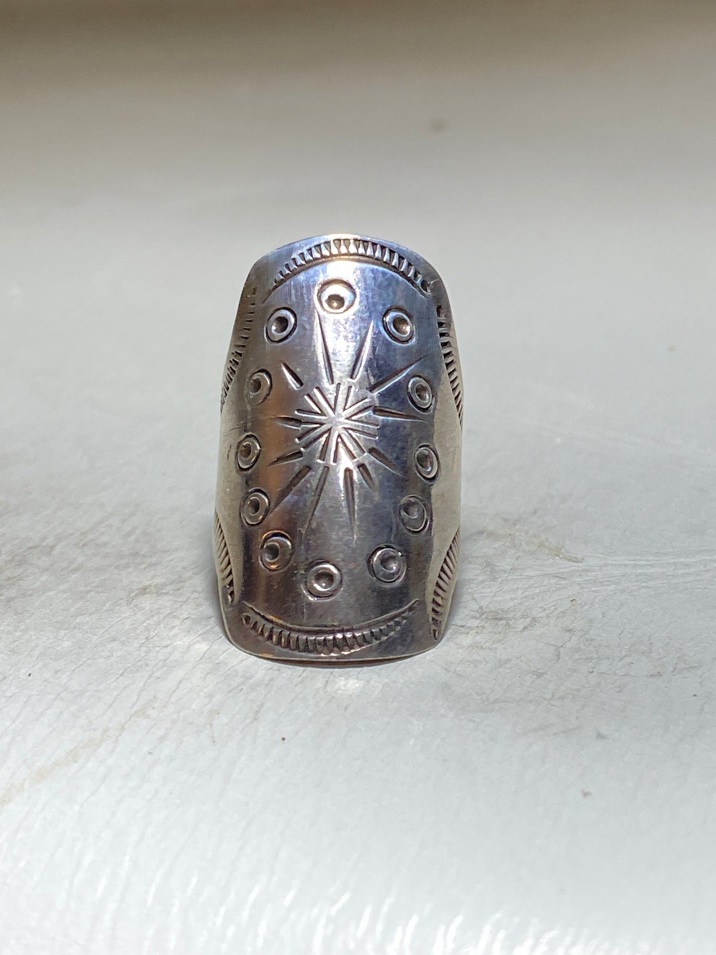 Cigar band ring star southwest knuckle band women sterling silver