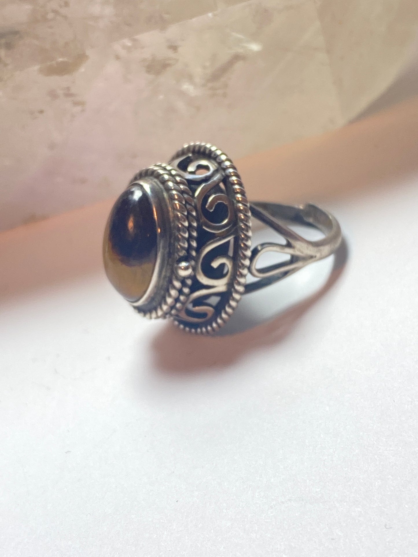 Poison ring size 6 Tiger Eye Mexico sterling silver women girls