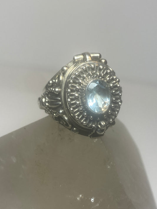 Poison ring light blue stone sterling silver women girl
