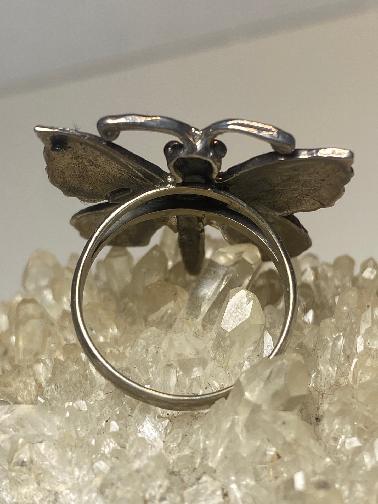 Dragonfly ring insect band sterling silver band women
