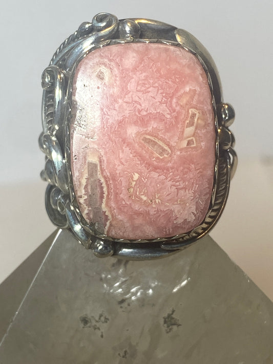 Rhodochrosite ring southwest sterling silver women men