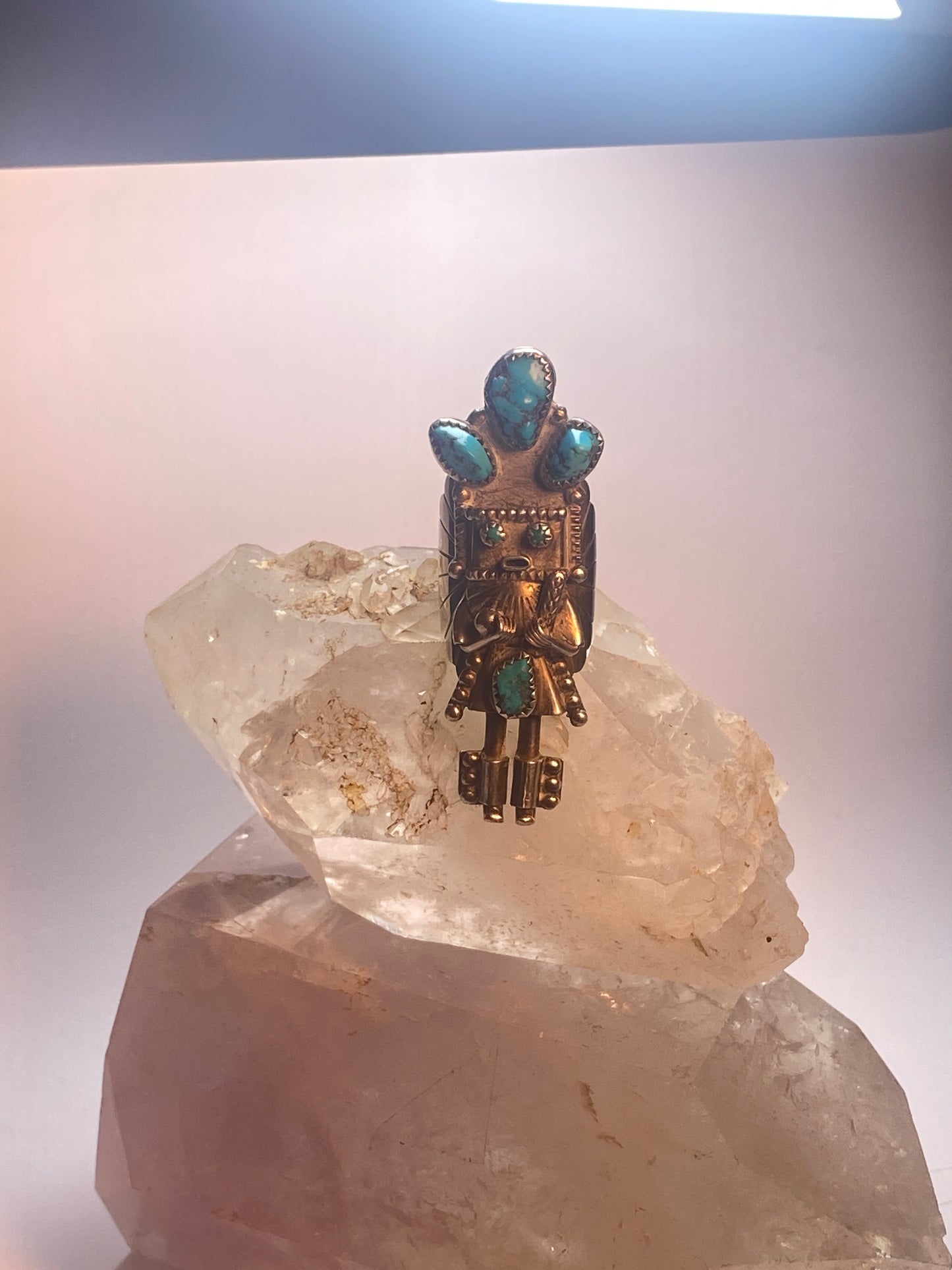 Kachina ring size 8.50 Navajo turquoise southwest sterling silver women