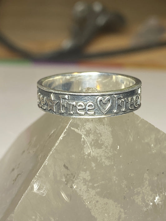 Free ring  Stars Heart band with words sterling silver women girls