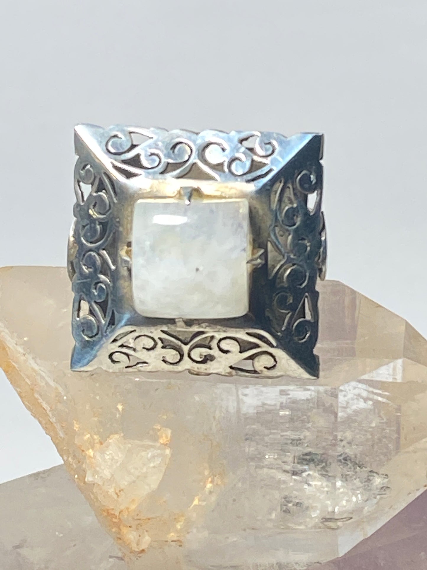 Moonstone Ring large square sterling silver women