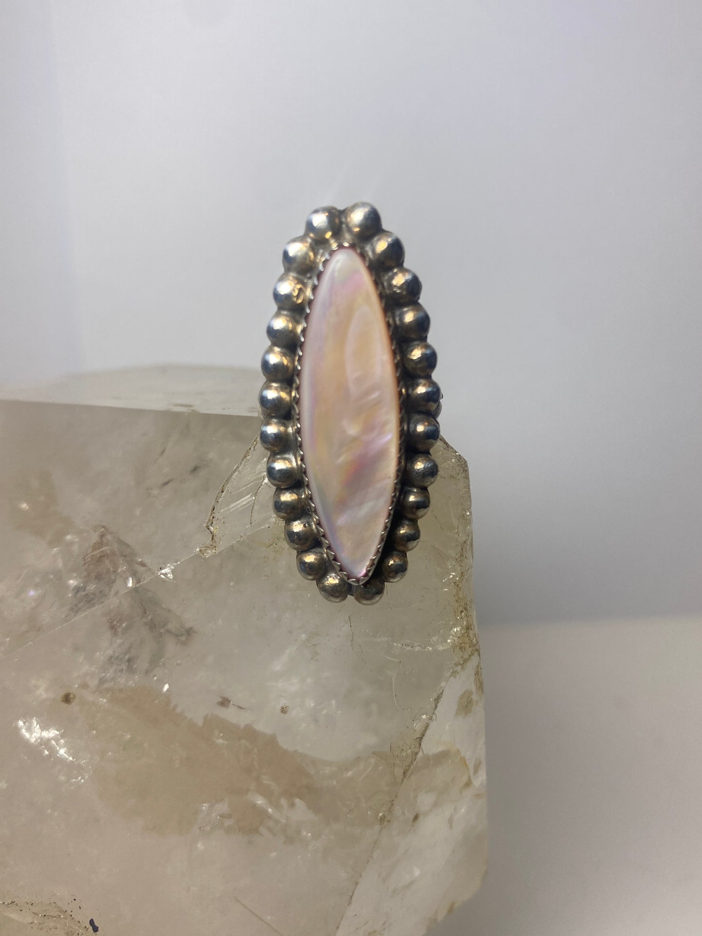 Mother of Pearl ring size 6 southwest Navajo  sterling silver women girls