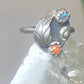 Turquoise coral ring southwest pinky sterling silver women girls l