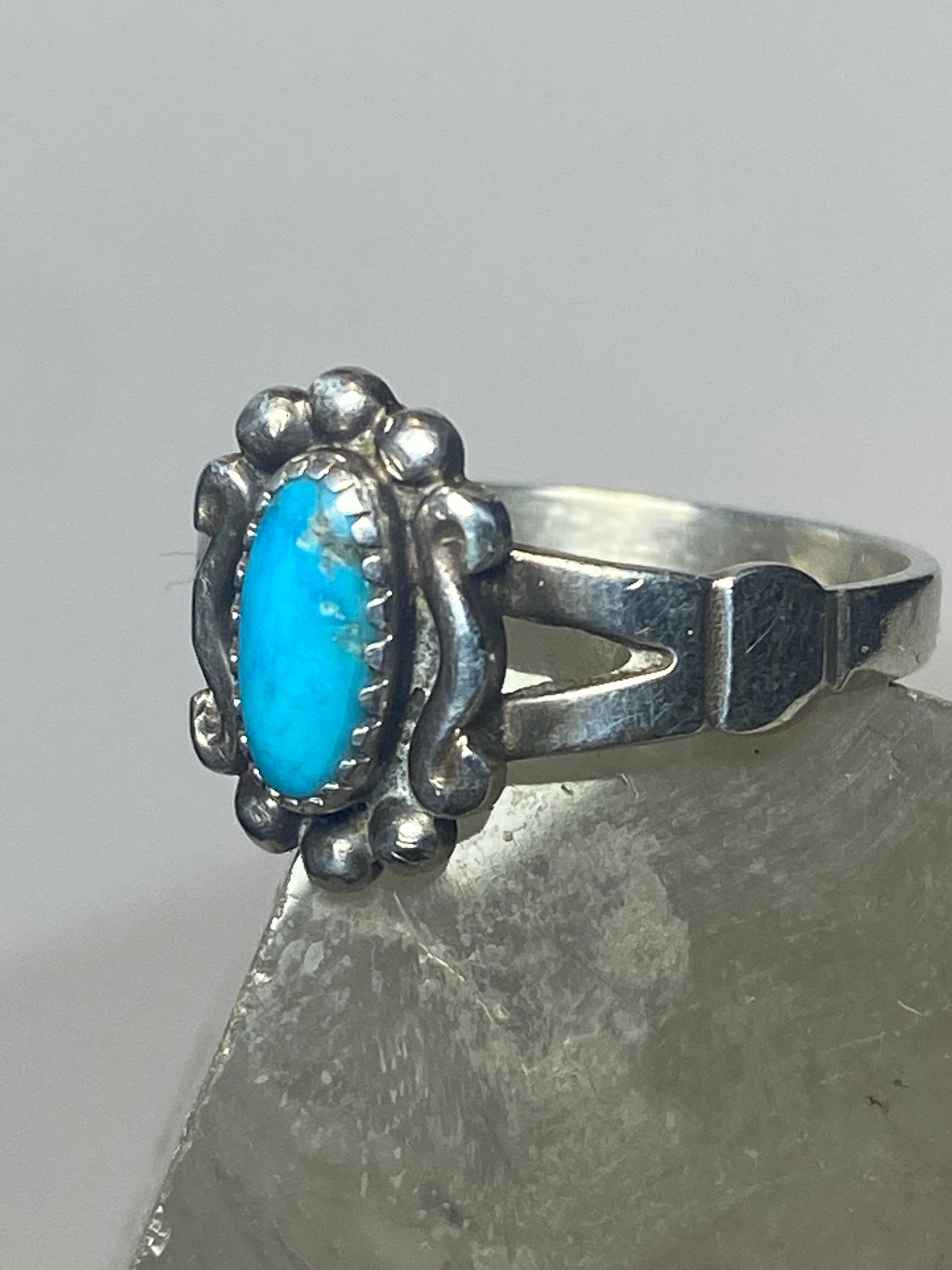 Turquoise ring pinky band Navajo sterling silver women girls
