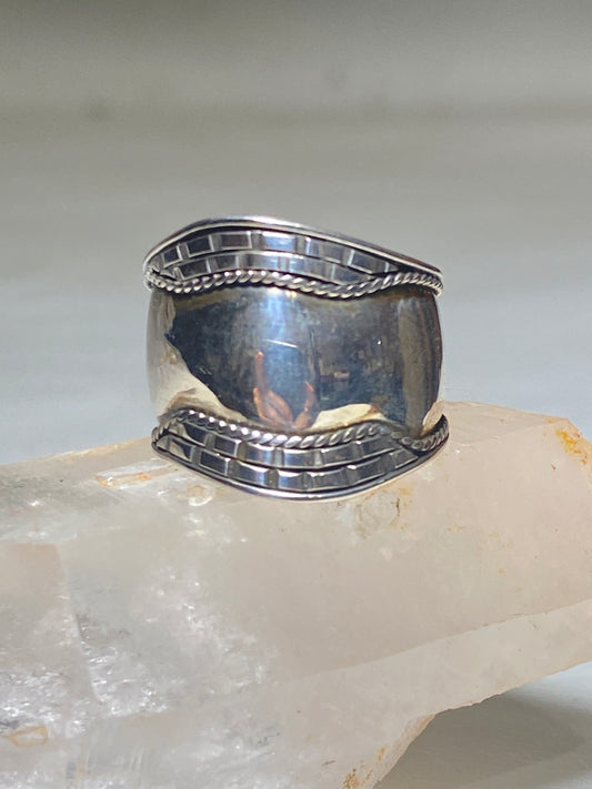 Cigar band size 7.75 brick asymmetrical design ring sterling silver women girls