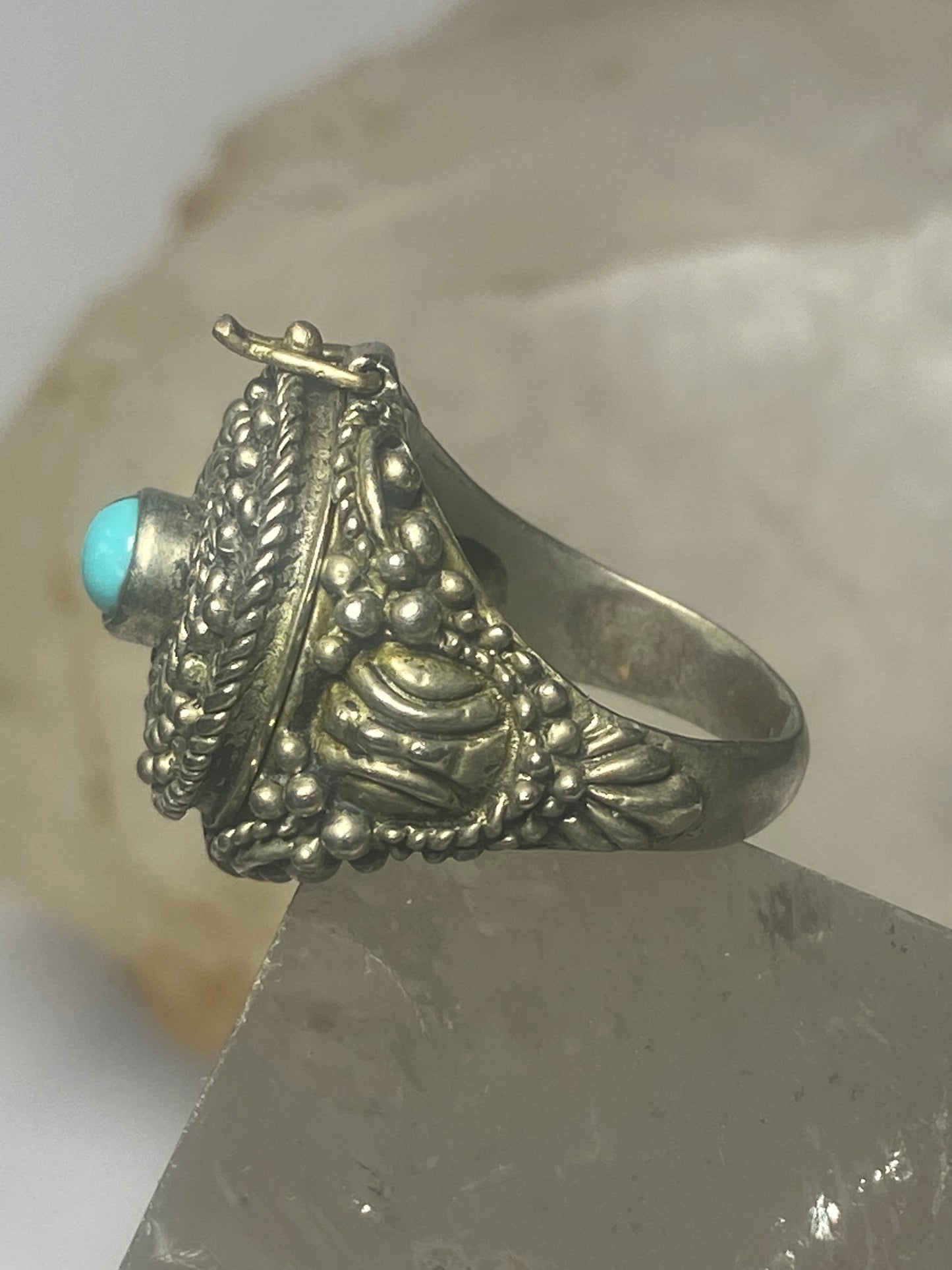 Poison ring boho turquoise sterling silver women