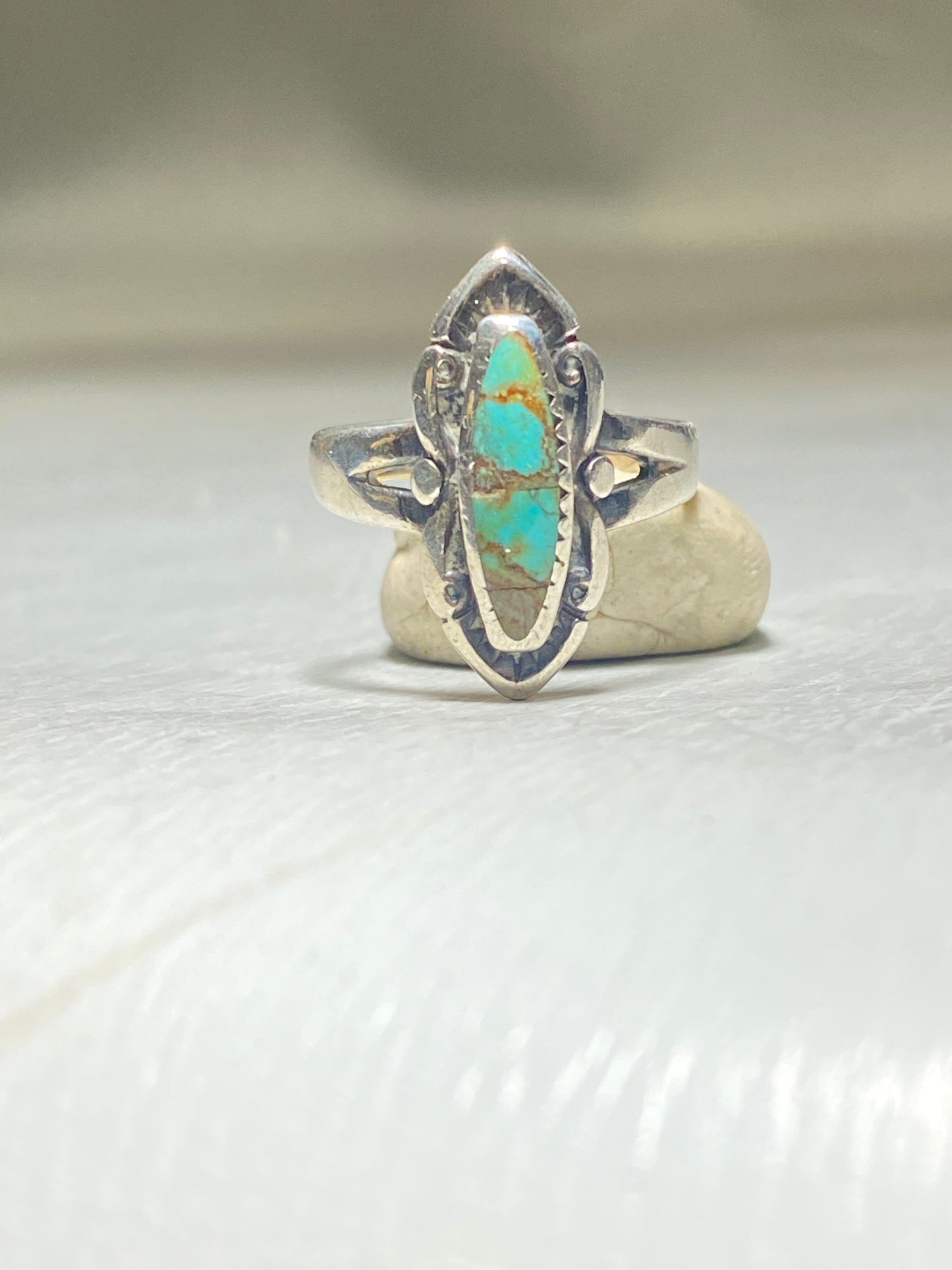 Turquoise ring  Navajo pinky sterling silver band women girls