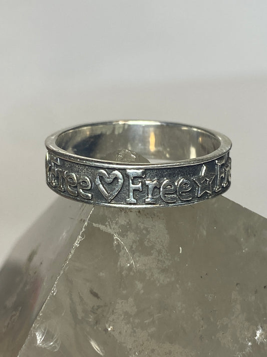 Free ring  Stars Heart band with words sterling silver women girls