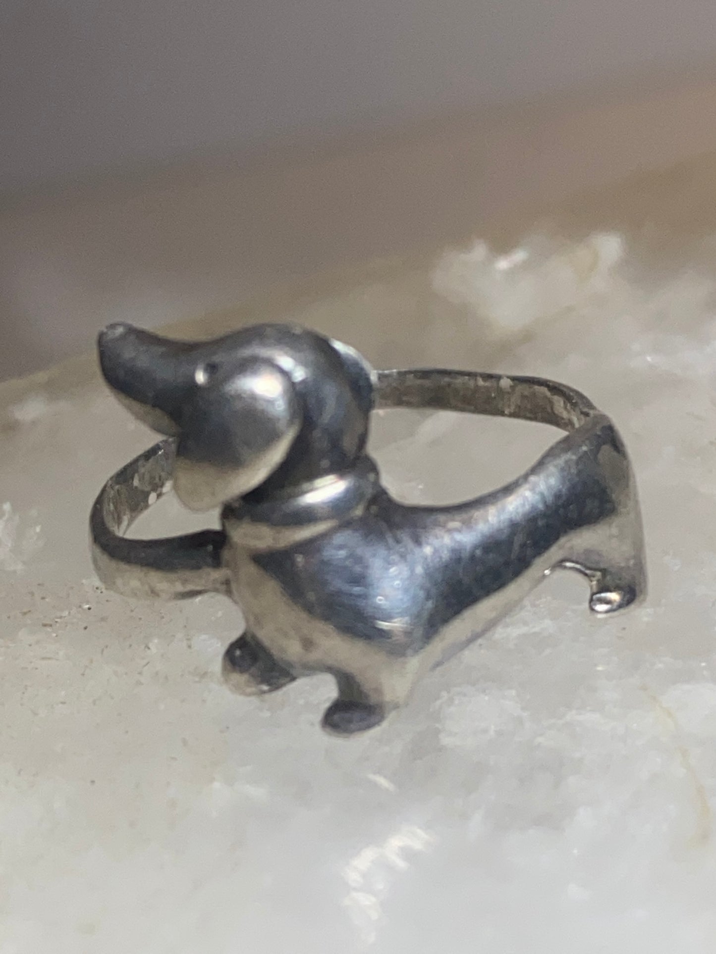 Dachshund ring size 7.50 dog band sterling silver women