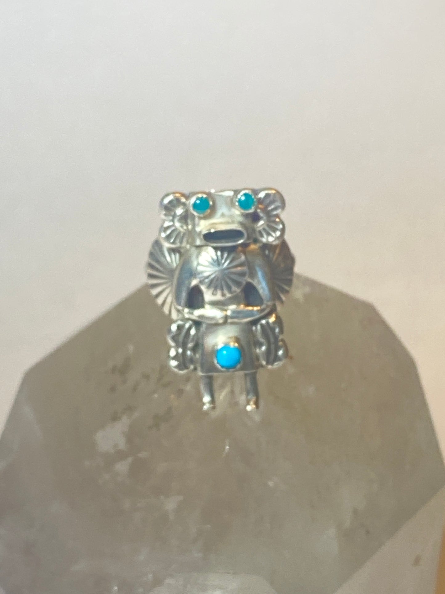 Kachina ring Navajo turquoise sterling silver women