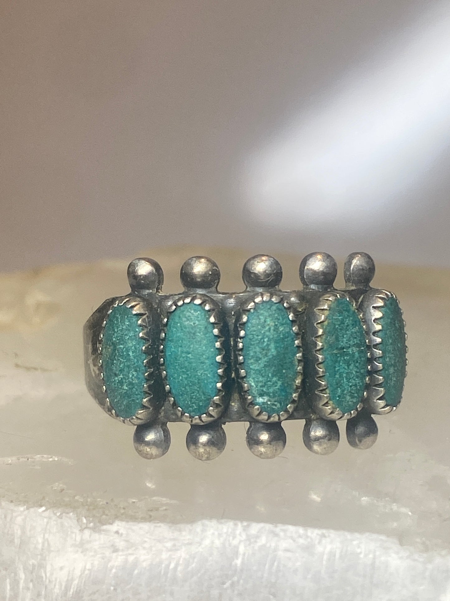 Zuni ring size 7.25 turquoise band petite point pinky sterling silver
