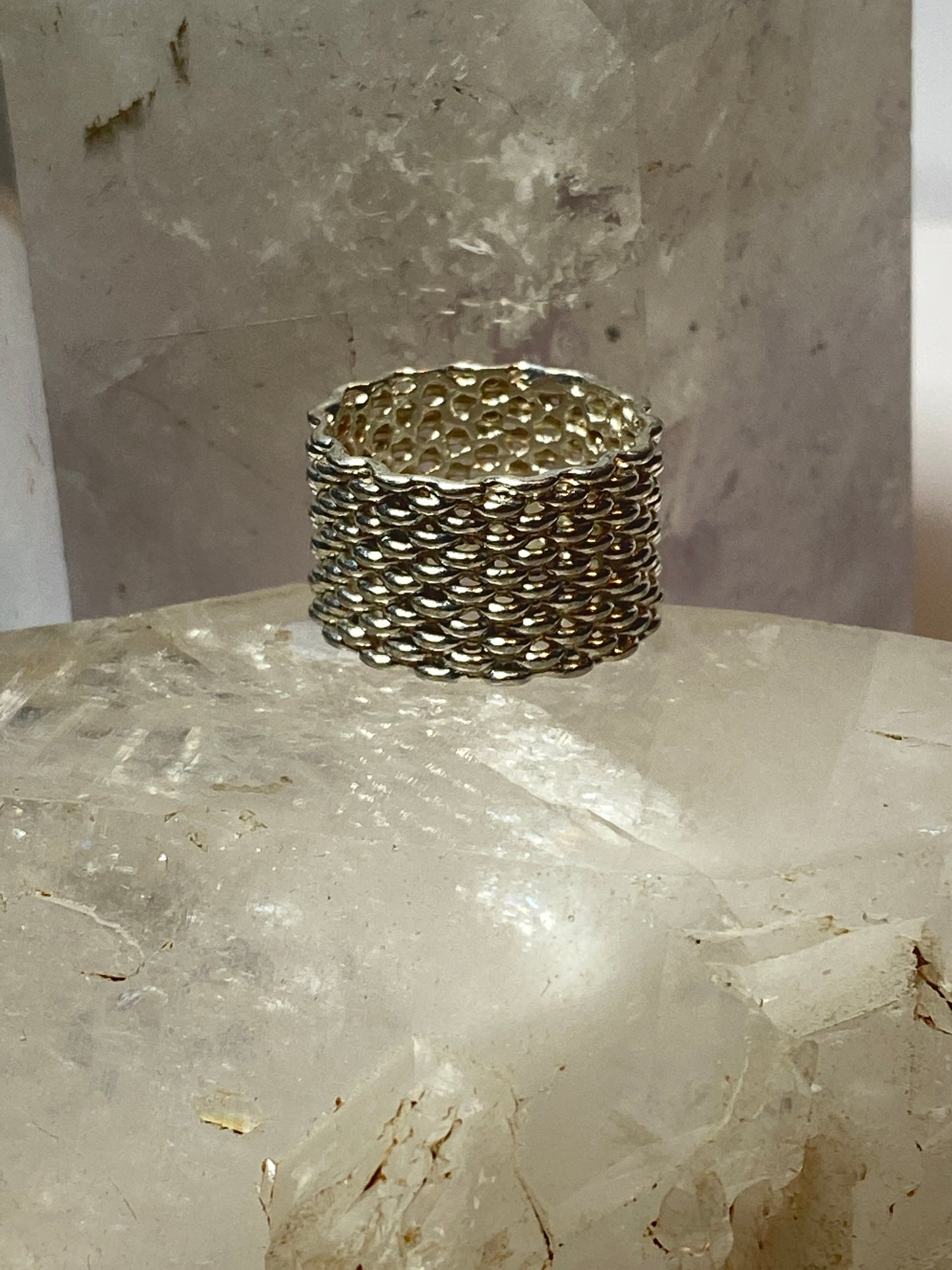 Mesh design ring (does not move)  band sterling silver women girls