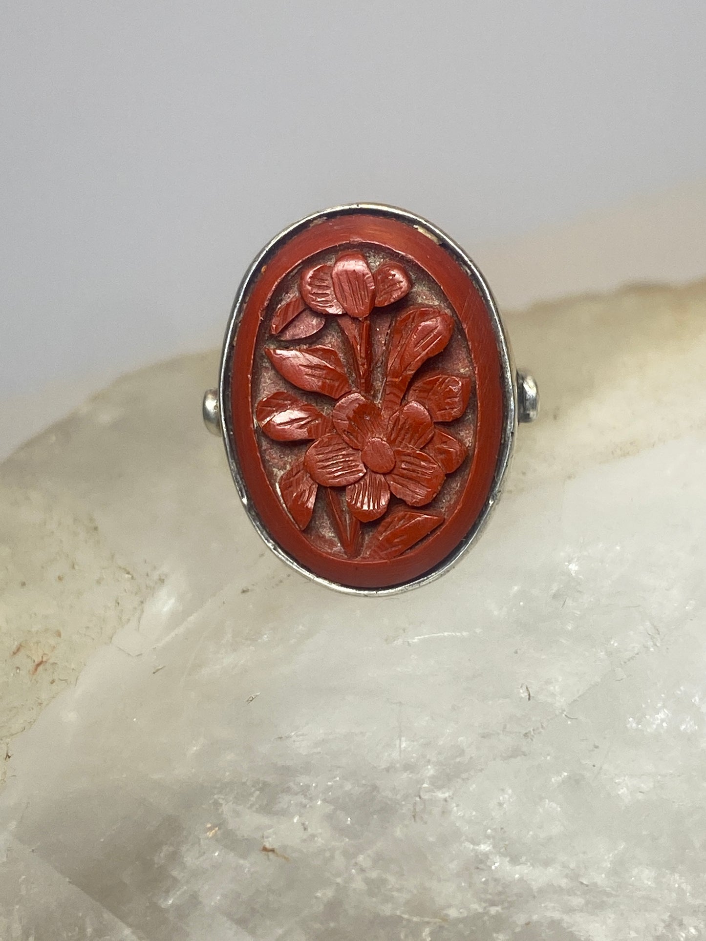 Cinnabar ring size 5  floral band  sterling silver women girls