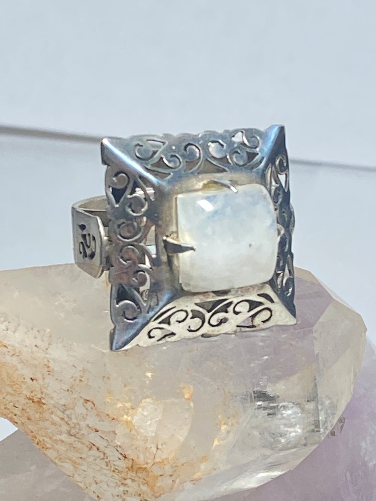 Moonstone Ring large square sterling silver women