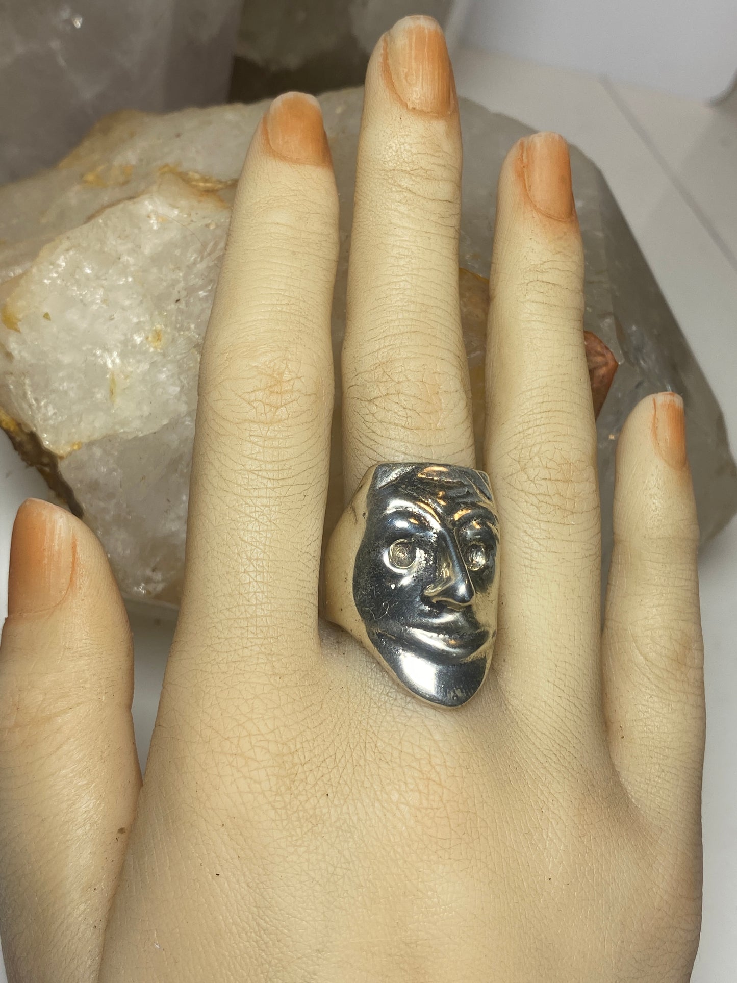 Face ring size 8.75 mask band sterling silver women men