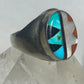 Zuni ring turquoise  MOP coral onyx sterling silver women men