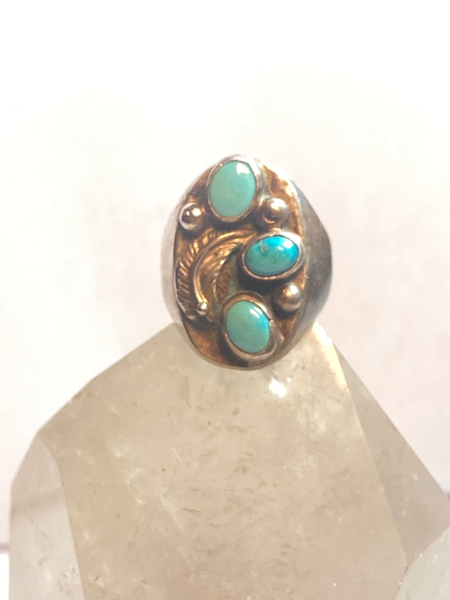 Turquoise ring size 10.75 Navajo southwest sterling silver women men