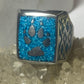 Bear paw ring southwestern turquoise chips  sterling silver women men