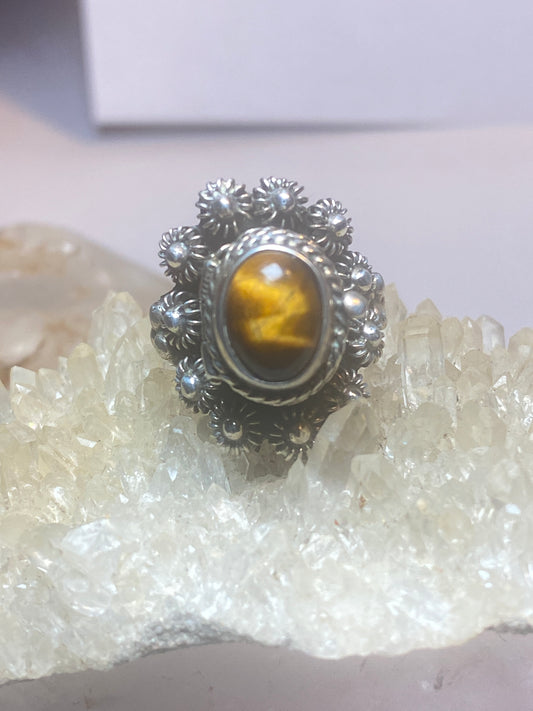 Tiger eye ring Poison sterling silver Mexican women girls