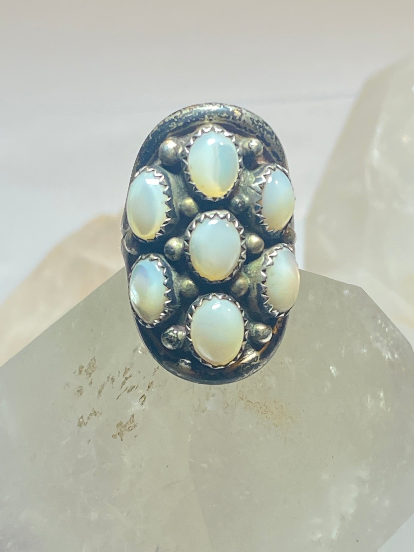 Saddle ring mother of pearl Navajo southwest sterling silver women girls
