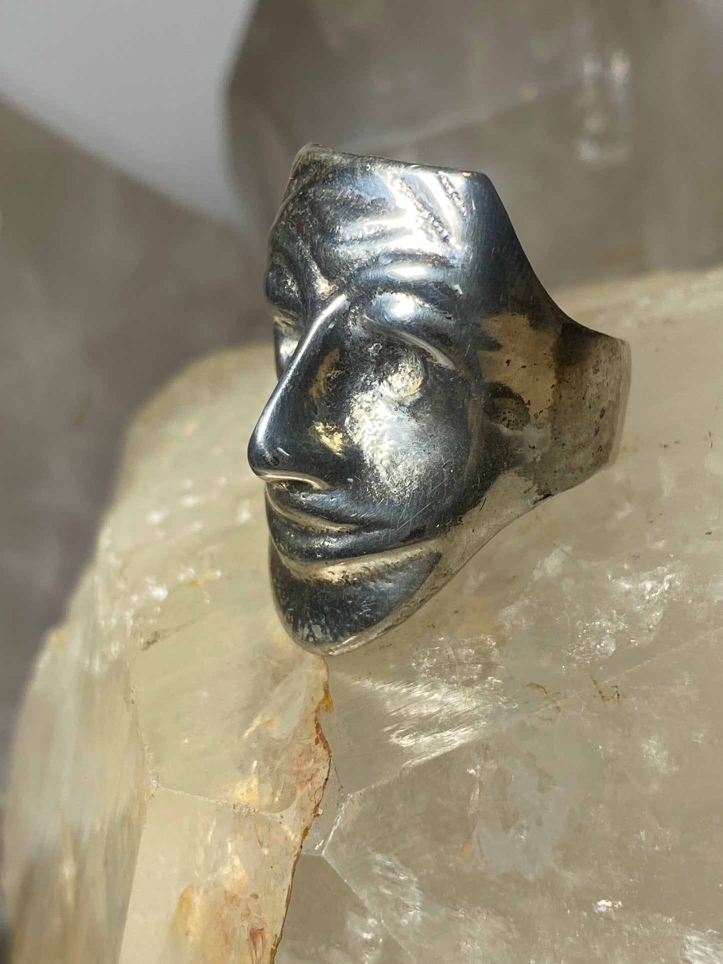 Face ring size 8.75 mask band sterling silver women men