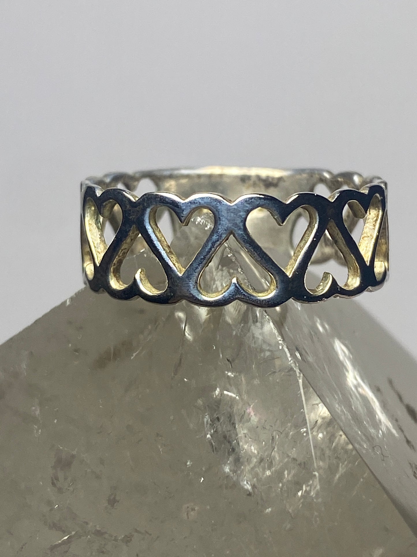 Heart ring love band slender ring sterling silver women girls