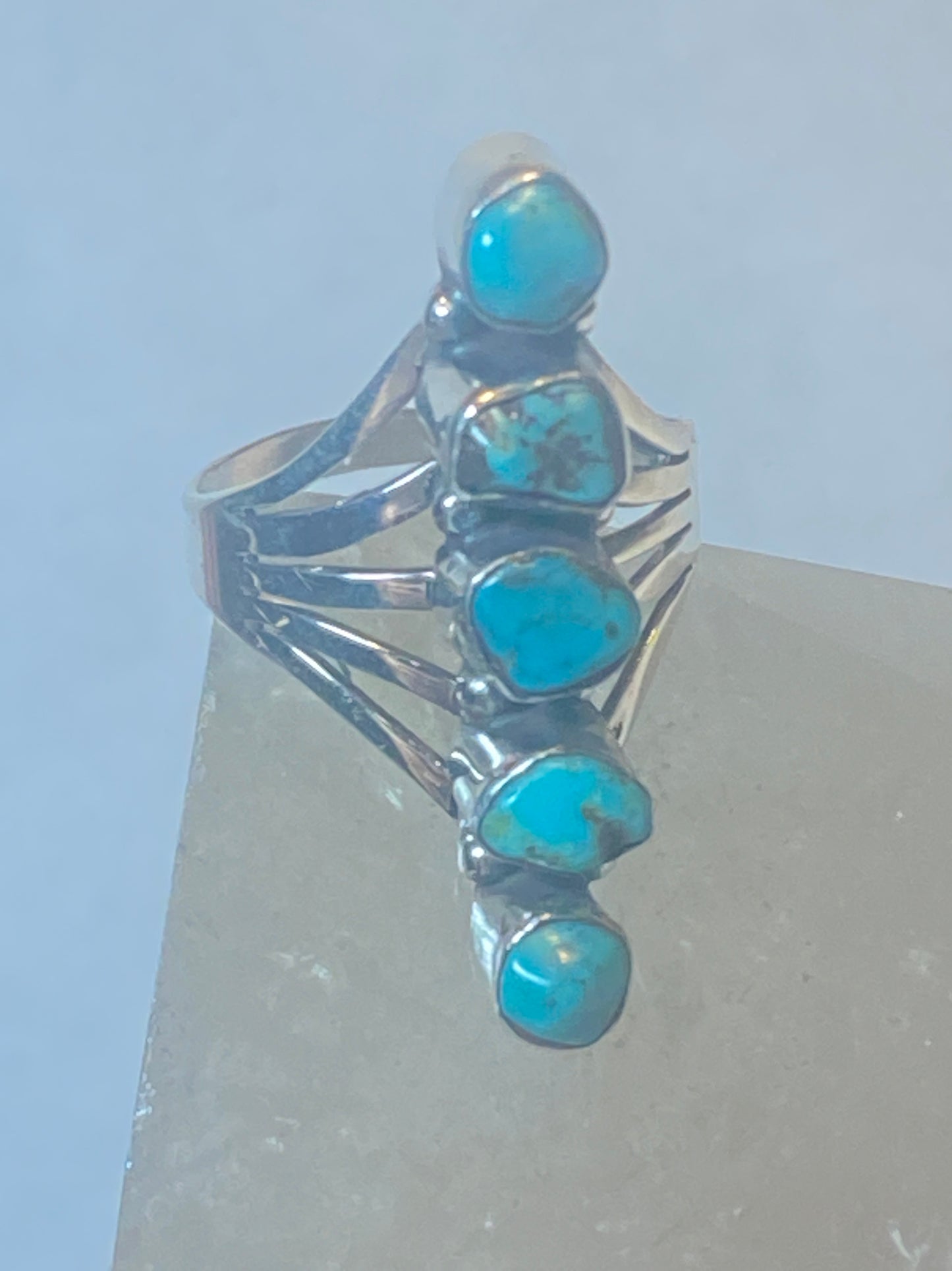 Turquoise ring long southwest sterling silver women girls