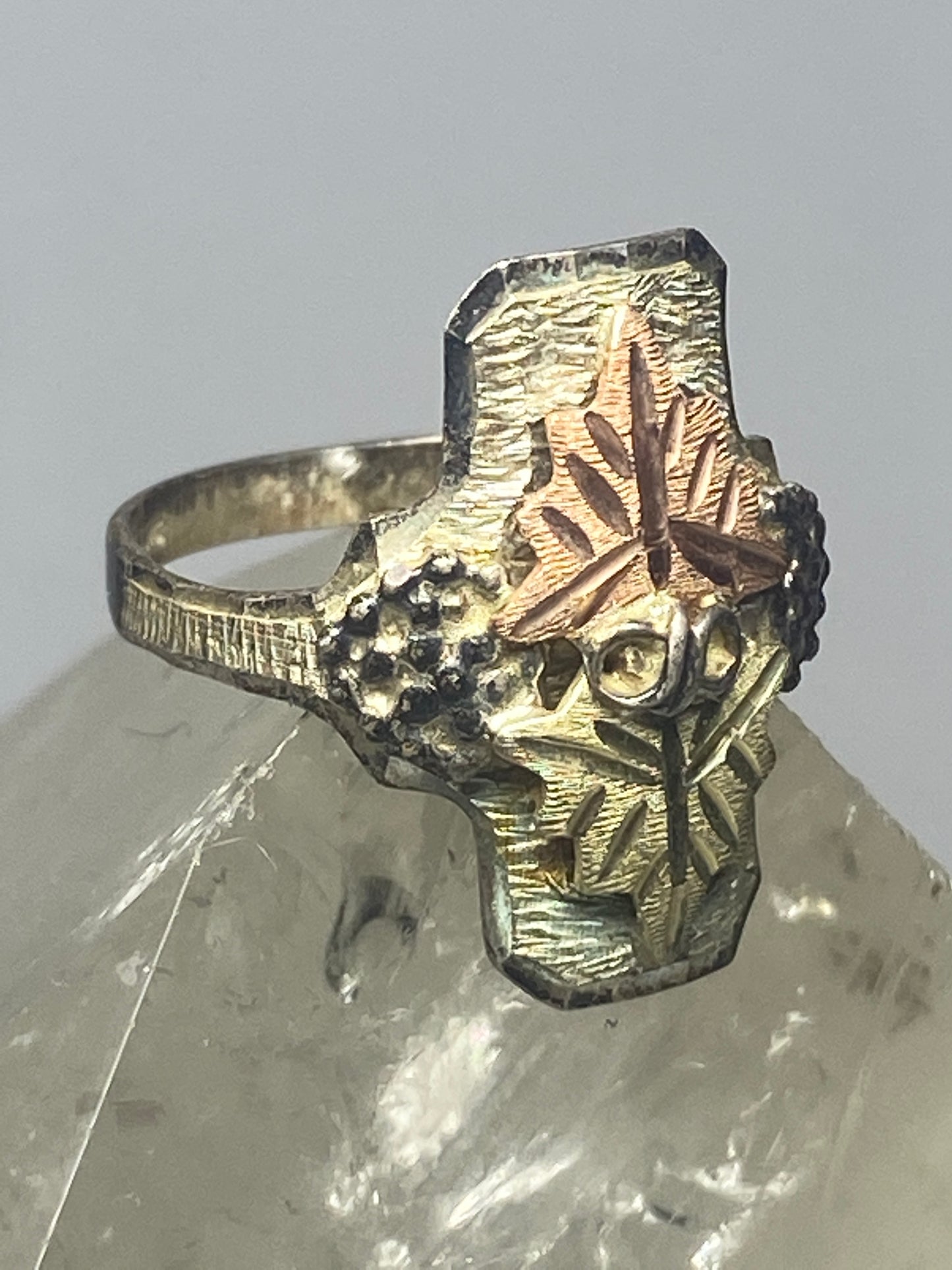 Black Hills Gold ring leaves long  sterling silver women girls