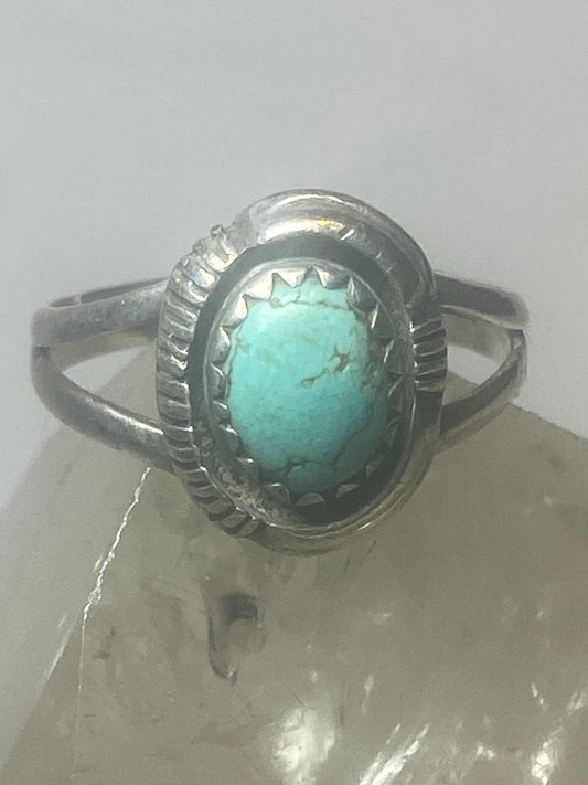 Turquoise ring Navajo solitaire southwest sterling silver women girls