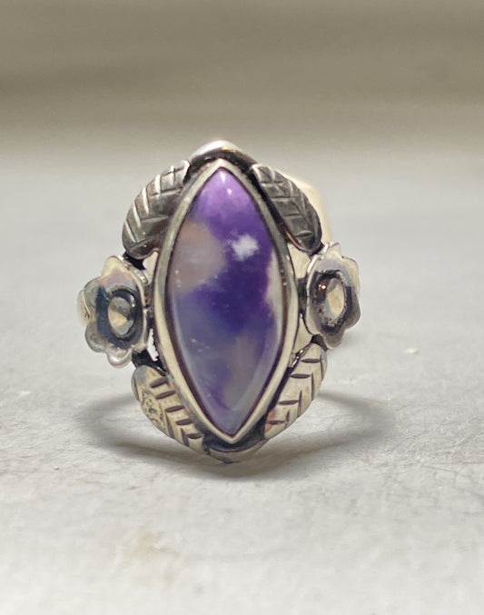 Purple ring squash blossom floral sterling silver women girls