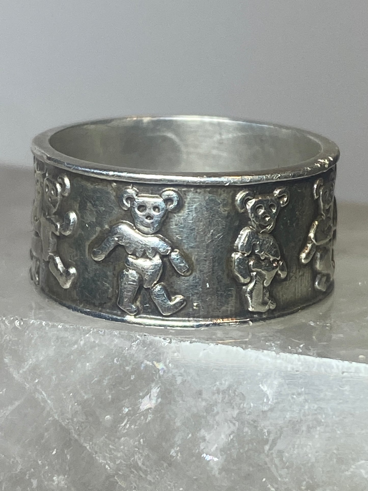 Bears  ring size 7.25  bear band sterling silver women men