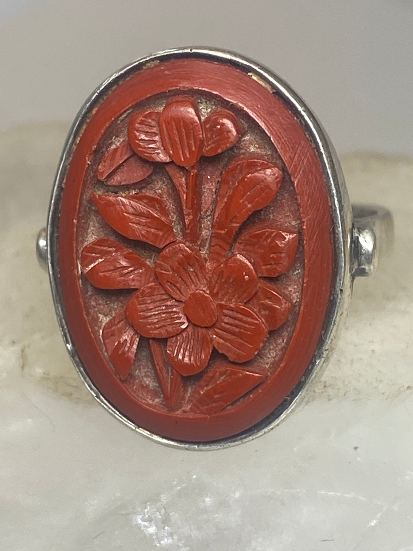 Cinnabar ring size 5  floral band  sterling silver women girls