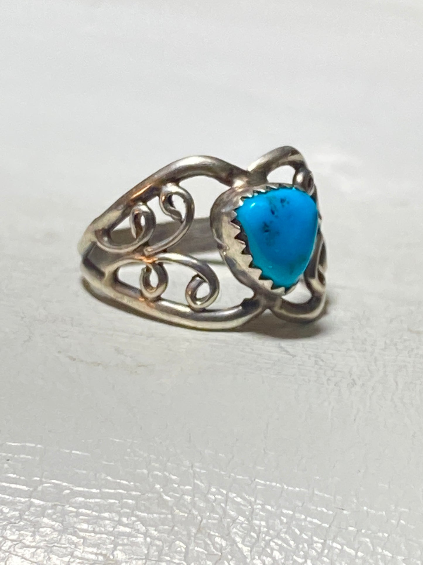 Turquoise ring heart pinky band southwest sterling silver girls women