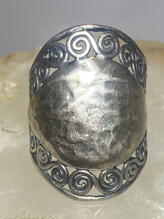 Cigar band wide ring size 7.25 Paz PZ Israel  sterling silver women
