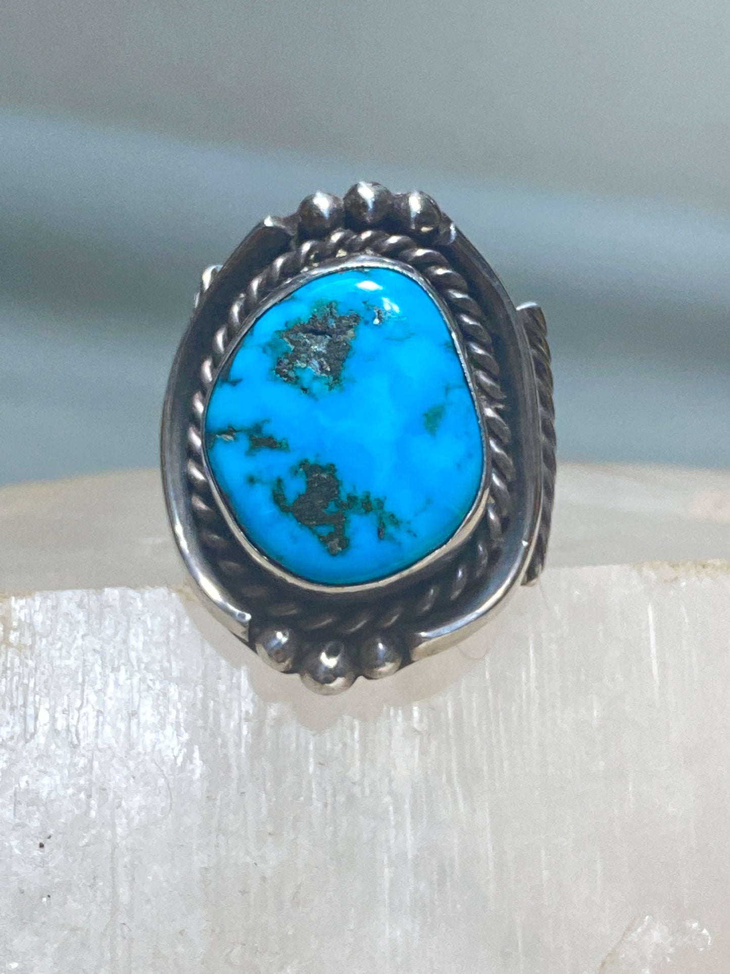 Turquoise ring Navajo sterling silver women men