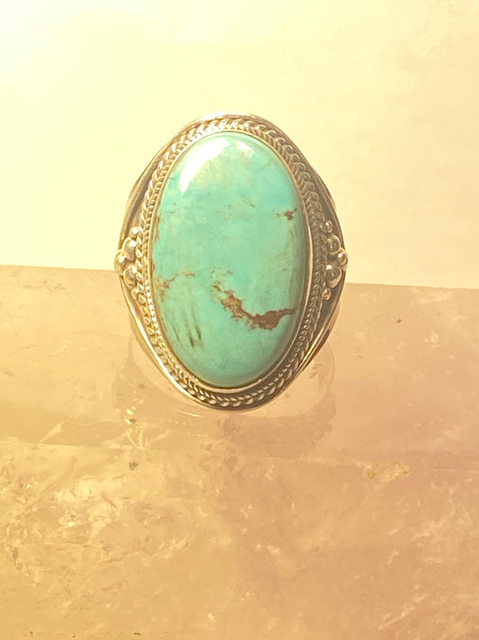 Turquoise ring size 9 large sterling silver bulky women men