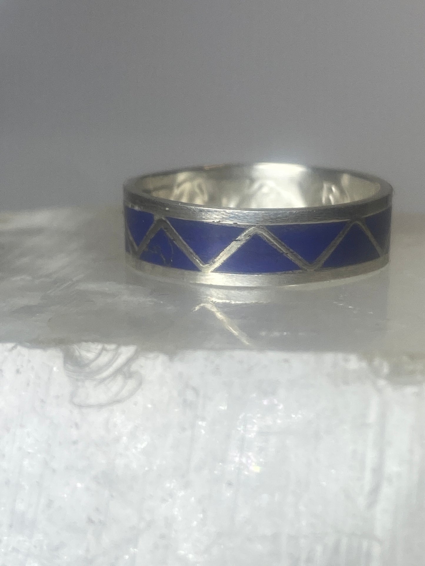 Blue lapis band ring size 9.50 Navajo southwest  sterling silver women b