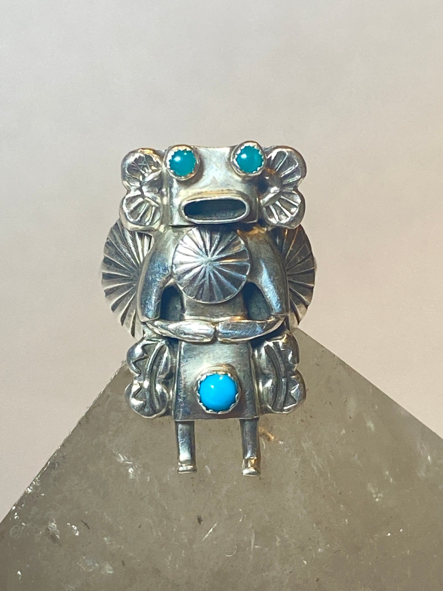 Kachina ring Navajo turquoise sterling silver women