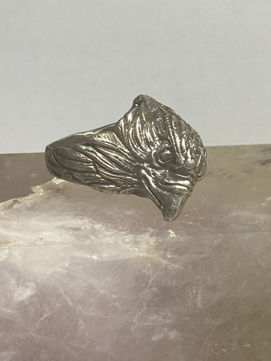 Eagle ring biker band bird sterling silver band men women